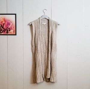 CCO$ CAbi Tan Crochet Sleeveless Cardigan